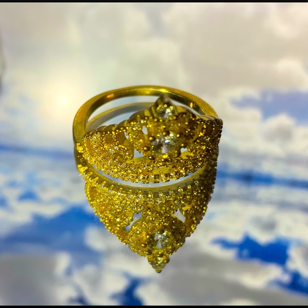 Gold Crown Ring with Stones